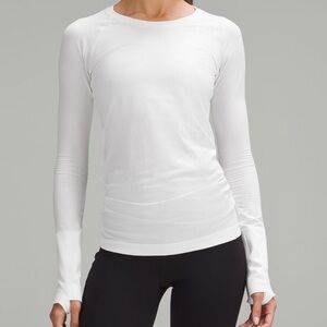 Women's White Long-Sleeve Crewneck Top